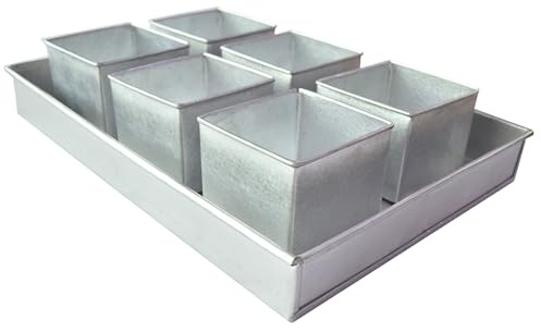 EUROTINS Set of 6 Mini Square Cake Tins Loose Bottom Birthday Anniversary Party Pans Small Single Serving Portion (Approx 3” x 2.5”)