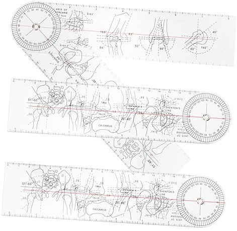 BESTonZON 3 Stück Medizinisches Winkelmessgerät aus Pvc Transparentes Goniometer für Gelenke und Gliedmaßen Präzises Messlineal zur Haltungskorrektur in Physiotherapie