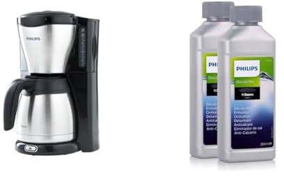 Philips Filterkaffeemaschine – 1.2-Liter-Thermoskanne & Philips Universal Flüssig-Entkalker für Kaffeevollautomaten, Vorteilspack, 0.5 Liter, 6 x 6 x 16 cm, Grau