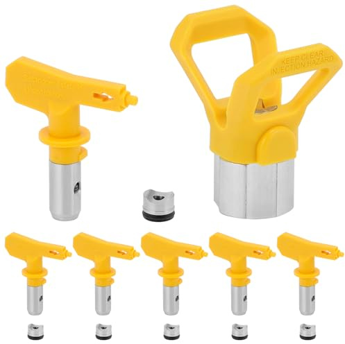 QWORK® Kit ugelli airless per pistola a spruzzo per pistola verniciare ad alta pressione - Modelli 515/517/519/521/523/525-6 Ugelli airless con guarnizione terminale e sede ugello