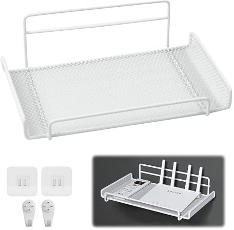 Regal Zum Aufhängen Ohne Bohren Router Halterung Beamer Wandhalterung Hanging, Small Grid Rack Belüftet Router Wandhalterung, Kann Küche Wandregal Badezimmer Ablage, 2 Montage Wand Regale Wege Sein
