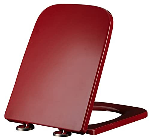 Abattant WC carré pour salle de bain avec dégagement rapide et fermeture lente en douceur, rouge