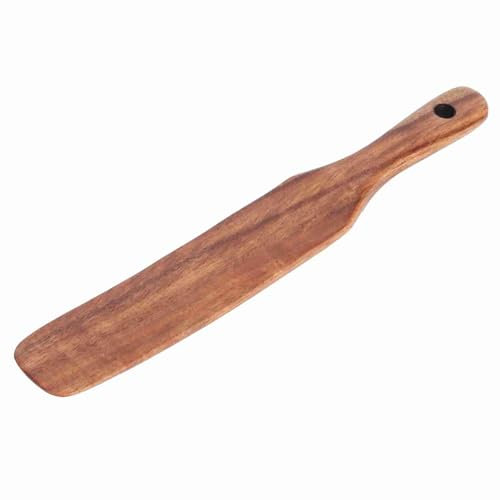 Haosie Wooden Spatula for Cooking - 10 * 1.5 Inch Teak Spurtle, Non-Stick Crepe Spatula Suitable for Stirring All Kinds of Food