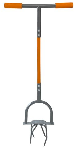 PROFI-PARTNER Kraftsparende Bodenfräse 2-in-1 – Gartenkralle & Klingen-Wechselkopf/Kultivator mit Handgriff & Trittplatte, Rückenschonend, Fast 1 m lang, Twist Tiller für Beet/Unkraut/Harte Erde