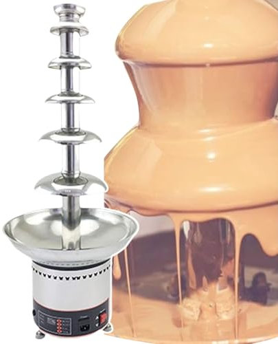 Machine à Fondue Au Chocolat éLectrique, Grande Fontaine à Chocolat à Cascade De Trempage, Fontaine à Fondue Chauffante En Acier Inoxydable, Avec ContrôLe NuméRique, 0 à 150 °C,6tiers
