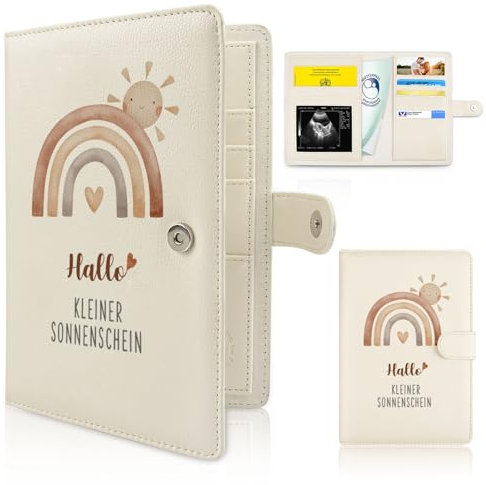 Mutterpasshülle Leder, Mutterpass Organizer Mit Magnetverschluss, Geschenke für Schwangere, Mutterpass Schutzhülle mit Fächern zur Aufbewahrung von Ultraschallbildern und Impfpass usw