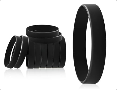 ZoeTekway 10 piezas pulseras, pulsera de silicona vacía simple, pulsera deportiva para hombres, mujeres y niños, para fitness, correr, fiestas, actividades deportivas en equipo (negro, 202*12*1,9 mm)
