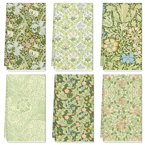 JarThenaAMCS Greenery William Morris Floral Kitchen Towels Vintage Dish Cloth 18 x 28 Inch Retro Botanical Hand Drying Tea Towels for Home Cooking Clean Kitchen Party Supplies, Set of 6