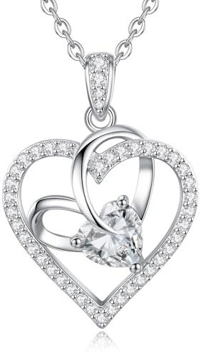 CDE Necklaces for Women Heart Pendant, Birthstone Jewellery Gifts for Women Her Wife Anniversary Birthday Mothers Day Christmas Valentine's Day