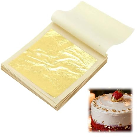30Pcs Edible Gold Leaf Sheets 6x6cm Gold Foil Paper Decorative Gold Flakes Edible Gold Dust for Cake Chocolates Decorating Baking Crafts Candles Balls Mascot Masks DIY Nail Art Makeup Greeting Cards