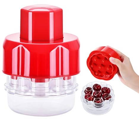 Cherry Pitter Tool Pit Remover - Portable Cherry Core Remover - Quick Release Multi Cherry Pitter Tool for Kitchen, Cake Shop, Fruit Salad (Red)