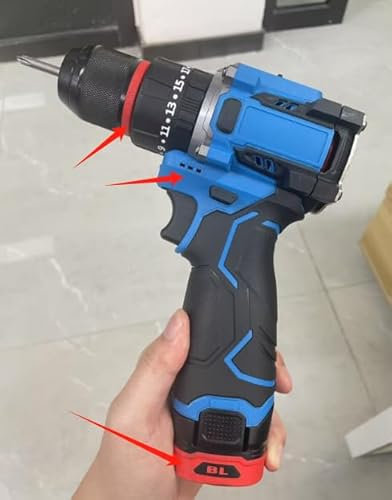 Taladro Percutor a Bateria, 65Nm Destornillador Eléctrico con Ajuste de Par 25+3 Modos, Taladro Atornillador Bateria con 2 Baterías 2000mAh, 2 Velocidad, 28 Accesorios, LED Luz Para Hogar, Bricolaje