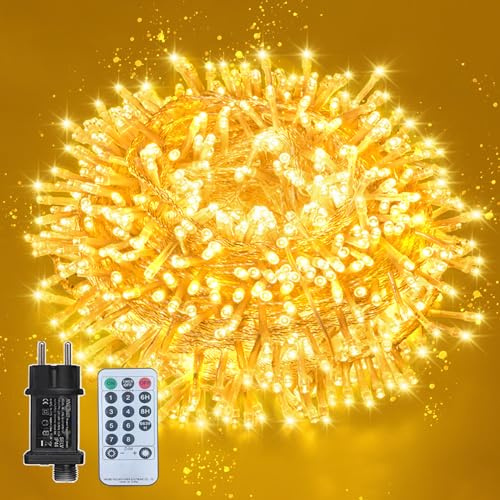 taiyongkang Warmweiße LED Lichterkette 12m 100 LEDs Mit 5 Meter Stromkabel – Fernbedienung & Timer-Funktion, Für Innen & Außen, 8 Blinkmodi, Ideal Für Weihnachten, Hochzeit, Wohnzimmer & Dekoration