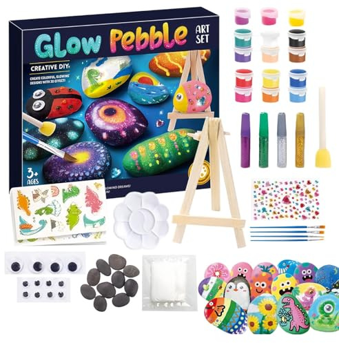 Générique Kit de Peinture sur Pierre pour | Kit De Peinture Sur Pierres Fluorescentes Pour Enfant | Set de Artistique sur Galets pour Garçons Filles