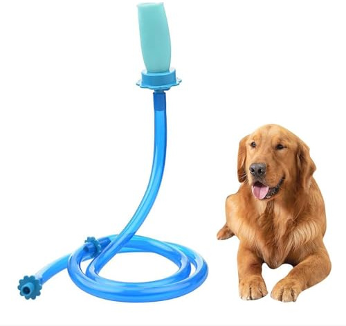 Silicone Head Pet Bathing Water Home Outdoor Dog Wash Hose with Connector Showerhead Sink Attachment Soft No Spray Spout 2 Sections Flexible Design Easy Install
