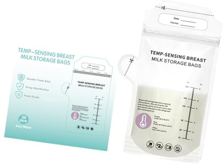 30 Stück Wiederverwendbare Muttermilchbeutel Smart Temp + Auslaufsicheres Design 180 Ml Fassungsvermögen Einweg Milchbeutel