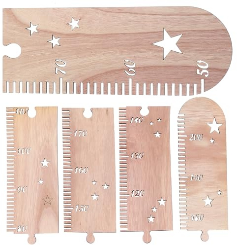CLISPEED Holz Höhenmesslatte mit Sternenmotiv Abnehmbar Genaue Messskala Wanddekoration für Kinderzimmer Babyzimmer und Kindergarten Wachstumstabellen für Jungen und Mädchen