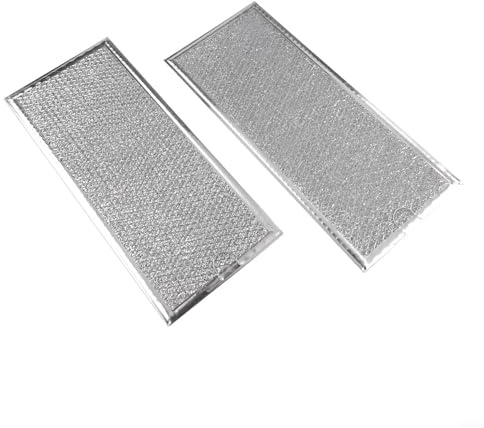 Lot de 2 filtres à graisse en aluminium pour four à micro-ondes, 33,3 x 14,5 cm, maille métallique réutilisable, compatible avec W10208631A et WB06X10596