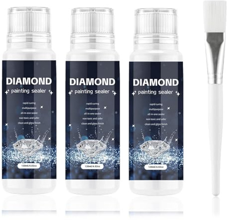 3 x 120ml Diamond Painting Versiegelung mit Pinsel