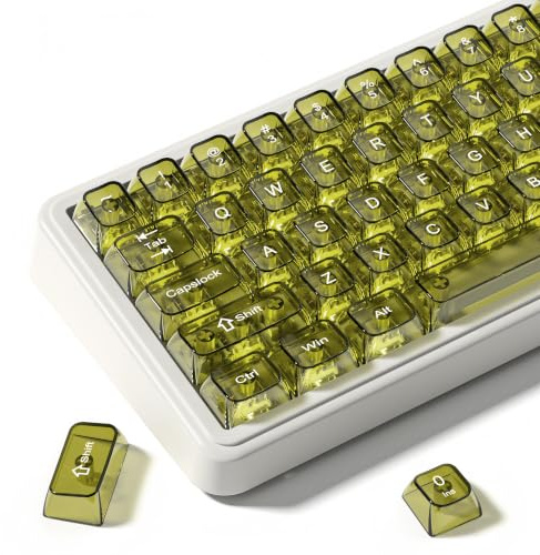dagaladoo Dark Yellow Clear keycaps for Mechanical Keyboard,Transparent MDA keycaps 60 75 100 Percent,Ceramic Jelly Key caps Set,Shine Through Key caps for Mx Switches Mechanical Keyboard(115key)