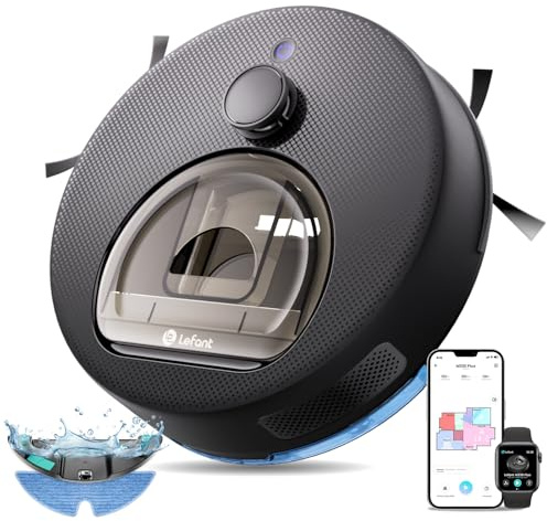 Lefant M330 Plus Robot Aspirador y Fregasuelos 3 en 1 con Navegación dToF, 150 min de Autonomía, 5000 Pa de Potencia, Anti-enredos para Mascotas, WiFi/App/Alexa, Negro
