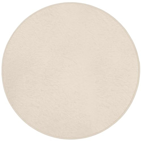 OnlyWow© Badematte 70x70 cm Badezimmerteppich Rund Badezimmer Badteppich Duschvorleger Badematten Teppich Badvorleger rutschfest Waschbar Hell - Beige - Farbe - Unifarben