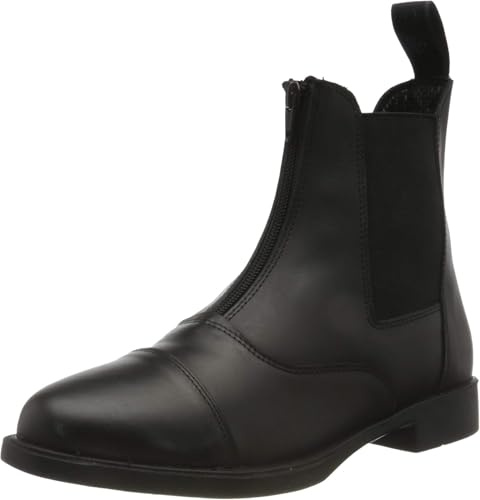 Rhinegold Boston Zip Front LEATHER PADDOCK BOOTS, Horse Riding Boots Women - Black, Size 7, EU41 UK