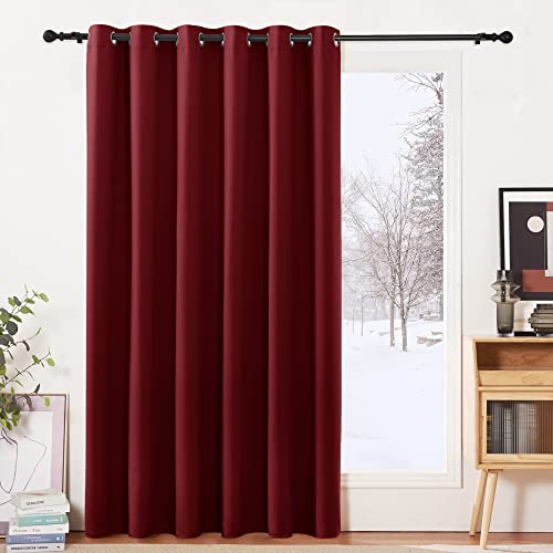 PONY DANCE Blackout Room Divider Curtain for Bedroom - Christmas Noise Reducing Thermal Door Curtain Panel Super Soft Window Drapery for Good Sleep, 80 x 84 Inch (W x D), Red, 1 Panel