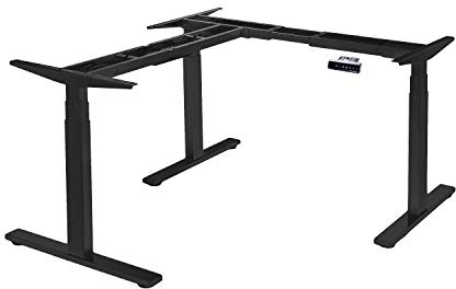 VWINDESK VJ301 L Shaped Electric Height Adjustable Standing Corner Desk Frame Only W/Triple Motor, Ergonomic Sit Stand Up Height Adjustable Steel Base with Digital Memory Keypad (Black)