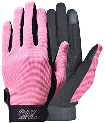 AK Ever Last Micro Suede all season Horse Riding Glove (Black/Pink, XS)