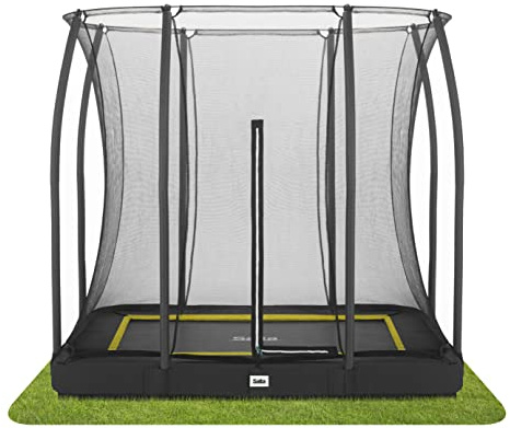 Salta Comfort Edition Ground – Rectangular inground trampoline with safety net – 7x5ft / 214x153cm – Black