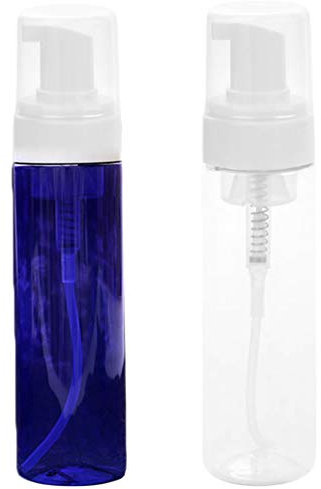 Exceart 2Pcs Dispensador de Espuma de plástico Botella Mini dispensadores de jabón espumoso Botellas de Bomba para Viajes Jabón de Manos Espuma Bpa 200 ml (Transparente + Azul)