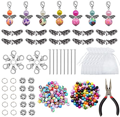 Trsnzul Engel Basteln Perlen 24 Sets Schutzengel Selber Machen Perlenengel Basteln Set Perlenengel Zubehör Hochzeit Taufe Anhänger Schutzengel für DIY Engel Schlüsselanhänger