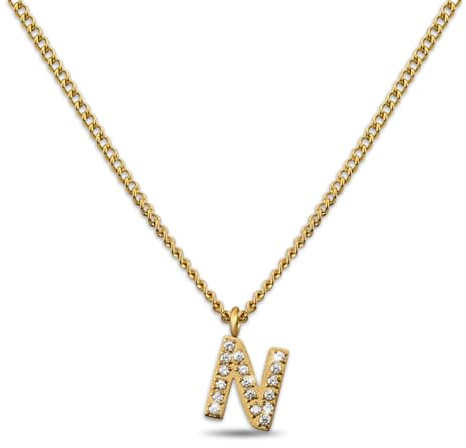 GD GOOD.designs Kette Buchstabe Gold für Damen | 18K vergoldete Halskette mit Zirkonia Initialien | Goldene 316L Edelstahl Buchstabenkette