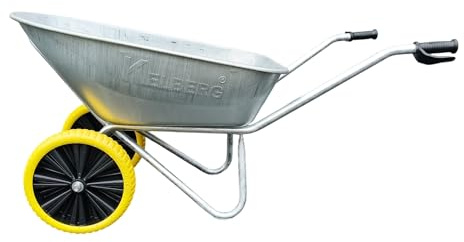 Kelberg Schubkarre Agro 150L – verzinkt – 2 Rad – 400-8– Premium Schubkarre mit Stahlwanne & Stahlfelgen – 250 kg Traglast – für Garten, BAU & Hof Bereifung PU Lite Rad, Kugellager/Nadellager