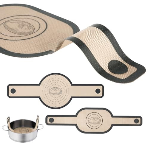 2 Stück Brotschlinge für Dutch Oven, 21x56cm Silikon Brotbackmatte Nicht Klebrig Backmatte Brotbackzubehör für Heißluftfritteuse Zuhause Bäckereien (Runde und Ovale Ausführungen)