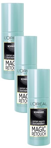 L'Oréal Paris Ansatz-Kaschierspray für stufenlose und natürliche Übergänge, Kaschiert Ansätze bis zur nächsten Haarwäsche, Magic Retouch, Schwarz, 1 x 75 ml (Packung mit 3)