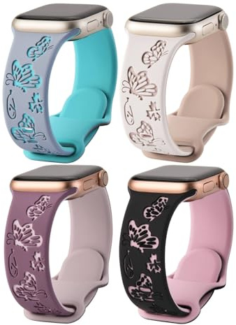 Fullmosa Bracelets Compatible avec Bracelet Apple Watch 42mm(Serie 10)/41mm/40mm/38mm Femme Bracelet Classic Papillon en Silicone Souple Bicolore pour iWatch Se Se 2 Serie 10 9 8 7 6 5 4 3 2 1
