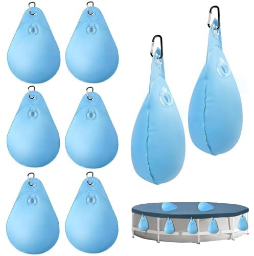 Frfik Pool Water Bags | 8X Pool Weights for Cover with Hook - PVC Antifreezing Swimming Pool Solution Outdoor Tent Weight Bag Leakproof for Winter Pool Outdoor