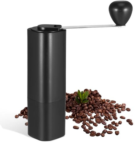 Molinillo de Café Manual con Mango Plegable,Molinillo de Café Cónico de Acero Inoxidable,Molino de Cafe Portátil con Molido Preciso Ajustable 12,para Espresso a Prensa Francesa,35 g de capacidad