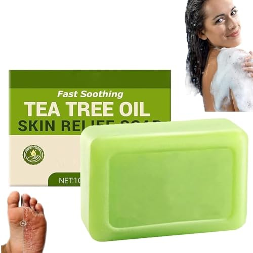 Jabón En Barra Relief, Jabón Con Aceite De Árbol De Té, Rutina Natural A Base De Hierbas Para Los Pies, Hidratante, Suave Para El Rostro Y El Cuerpo, Para Hombres Y Mujeres (1pcs)
