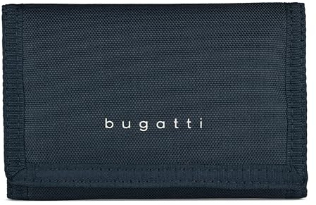 bugatti Trifold Unisex Geldbörse mit Klettverschluss, Portemonnaie mit RFID-Schutz, Marine