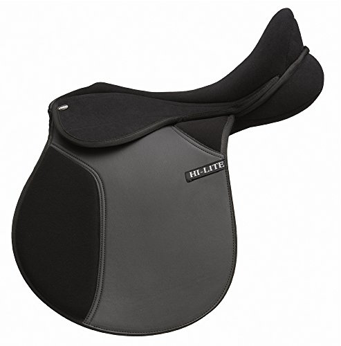 Shires Hi-Lite Elite Club GP Horse Riding Synthetic Saddle in Black 17M, Black