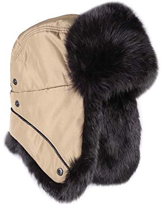 OBC Herren Kaninchen MÜTZE Pelzmütze Aviator Uschanka Fellmütze Fliegermütze Wintermütze Polarmütze Trappermütze