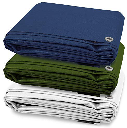 Professional Woven Tarpaulin 260g/m² | Various sizes | Tear Resistant Tarpaulin | Waterproof, Tarpaulin with Eyelets | Large Cover for Wood, Trailer, Boat, Truck, Camping, Outdoor, green