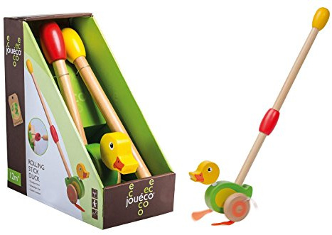 Jouéco 80045 Holz Schiebefigur Ente, Mehrfarbig