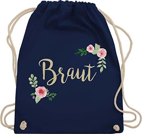 Shirtracer Turnbeutel Rucksack - JGA Junggesellenabschied Frauen - Braut Blumen - Unisize - Navy Blau - utensilien junggesellinnenabschied brauttaschen bachelorette party juterucksäcke