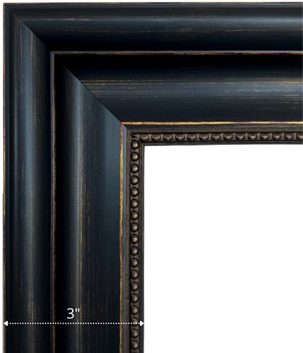 West Frames Montreal Distressed Black and Gold Wall Picture Frame 3 Wide (11 x 14 Empty Frame Only, No Plexiglass)