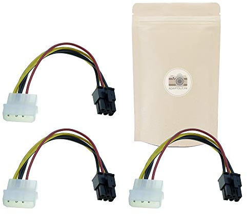 X3 Cable Molex 4 Pin Male vers 6 Pin Femelle Cable PCI Express De 18cm Broche Fiche d'alimentation pour Carte Graphique 4pin vers 6pin Broches – ADAPTOUT Marque FRANÇAISE