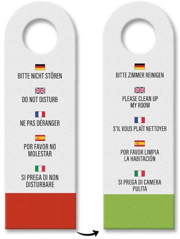 Hotel Türhänger Bitte nicht stören - Bitte Zimmer reinigen in verschiedenen Sprachen Hellgrau Deutsch Englisch Französisch Spanisch Italienisch Zimmerservice Zimmermädchen